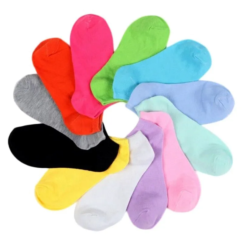 10 Pairs Girl's Solid Pattern Low Cut Stretch Cuffs Ankle Socks