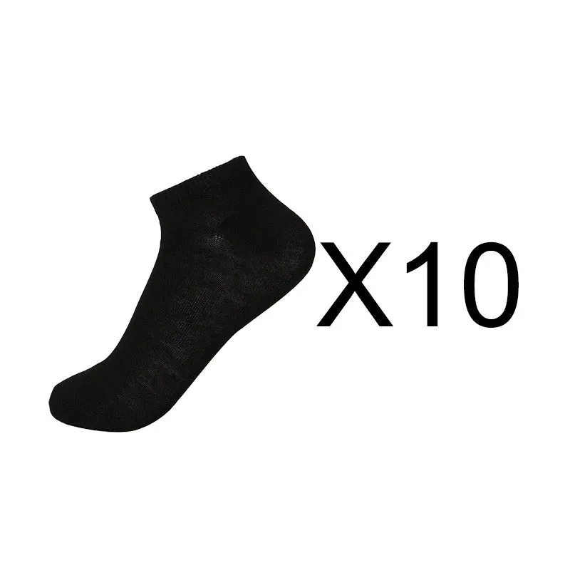 10 Pairs Girl's Solid Pattern Low Cut Stretch Cuffs Ankle Socks