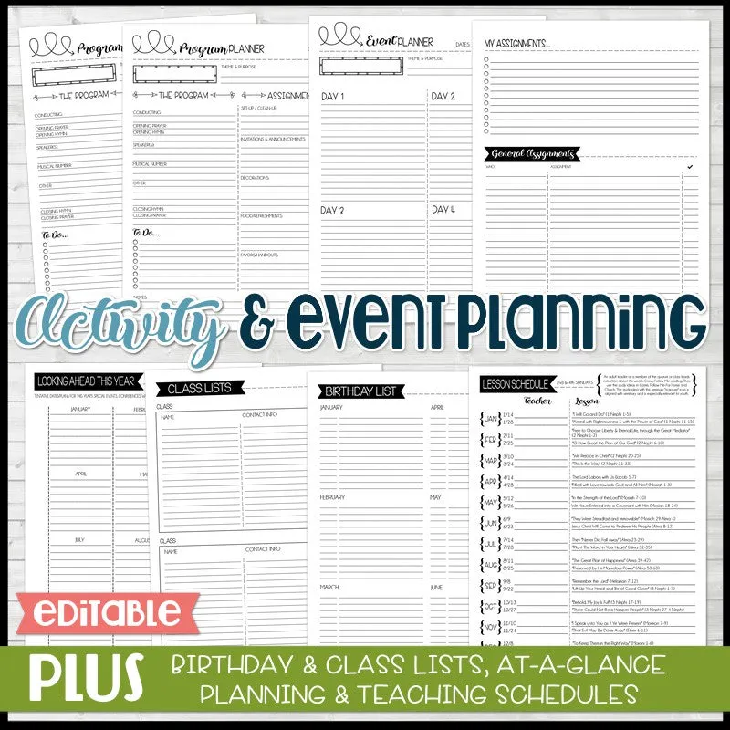 2024 YOUNG WOMEN Presidency Planner {EDITABLE} PRINTABLE