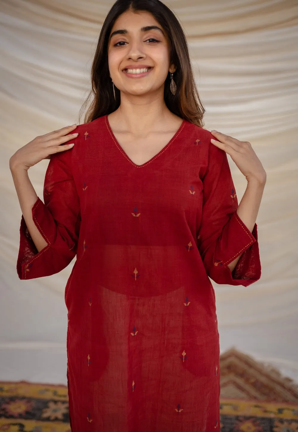 Aafiya Jamdani Cotton Kurta