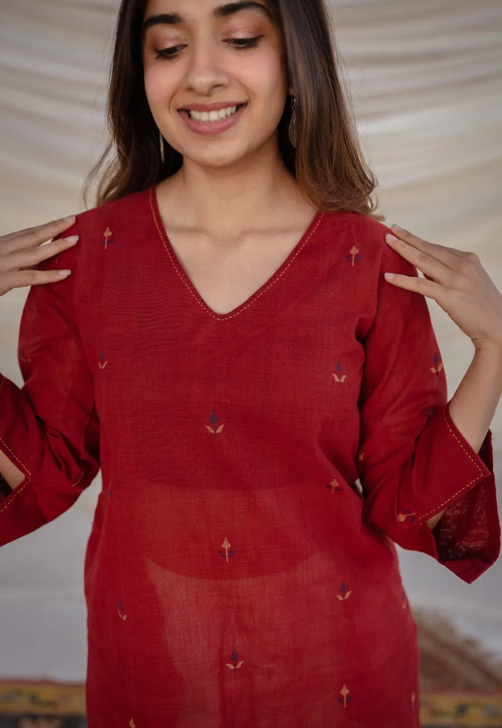 Aafiya Jamdani Cotton Kurta