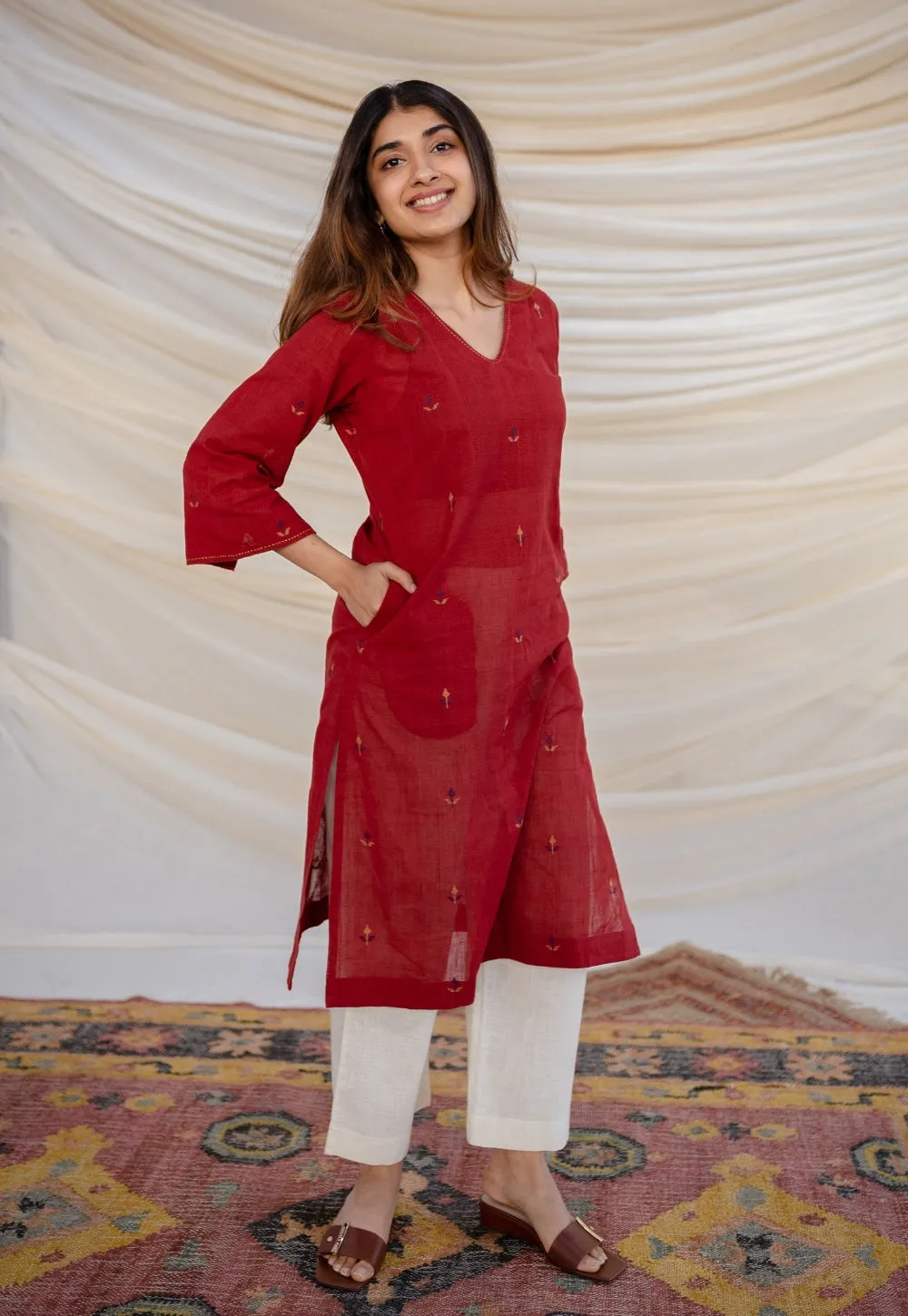 Aafiya Jamdani Cotton Kurta