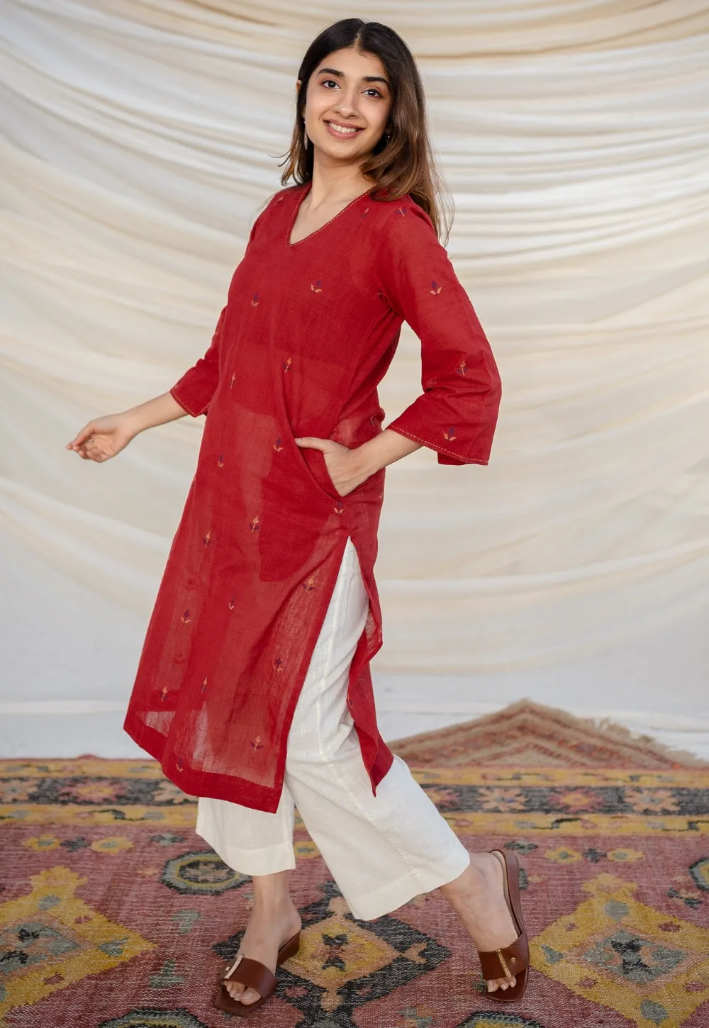 Aafiya Jamdani Cotton Kurta