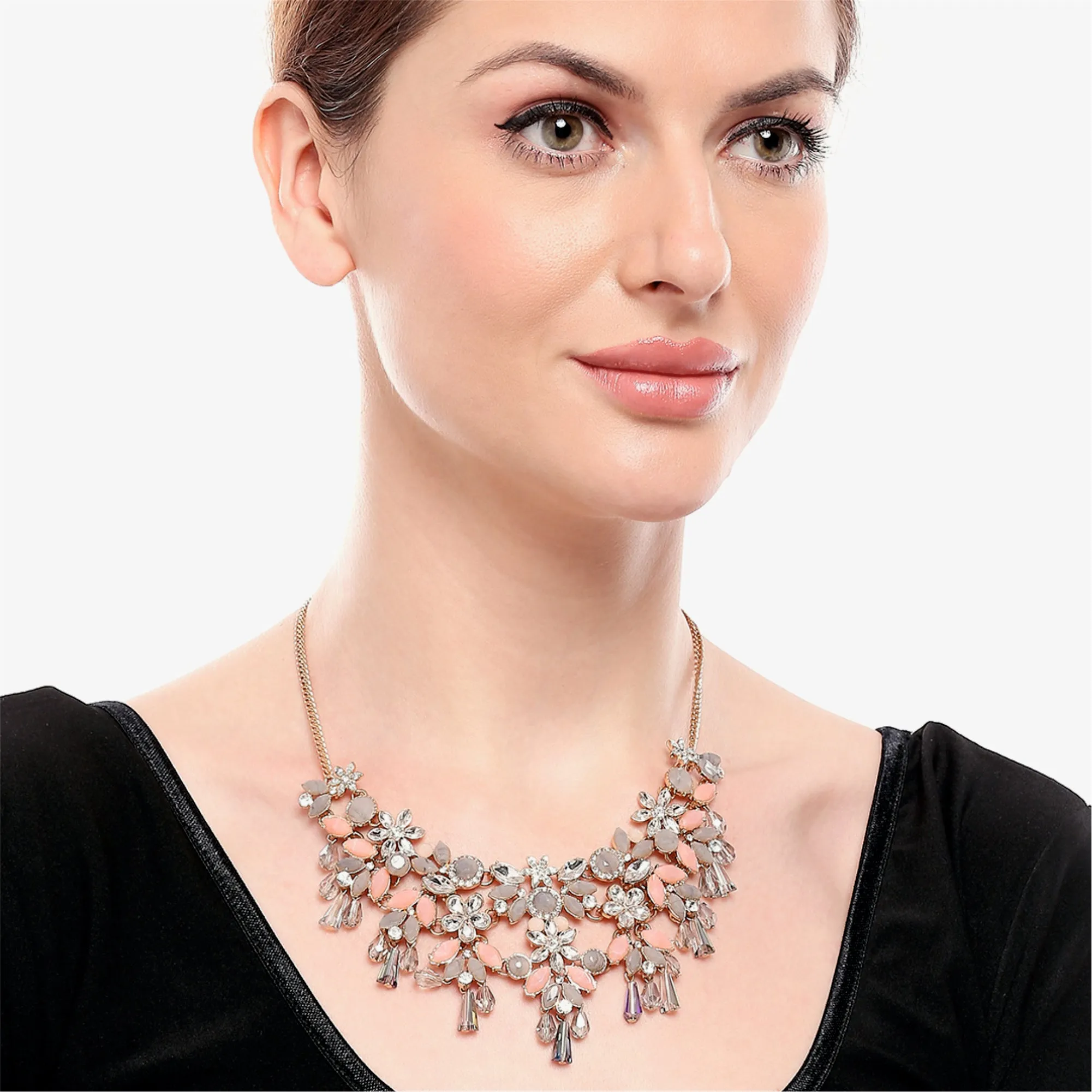 Accessorize London Floral Peach Alloy Casual Necklace