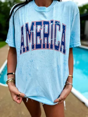 America Varsity Distressed Colorblast Tee