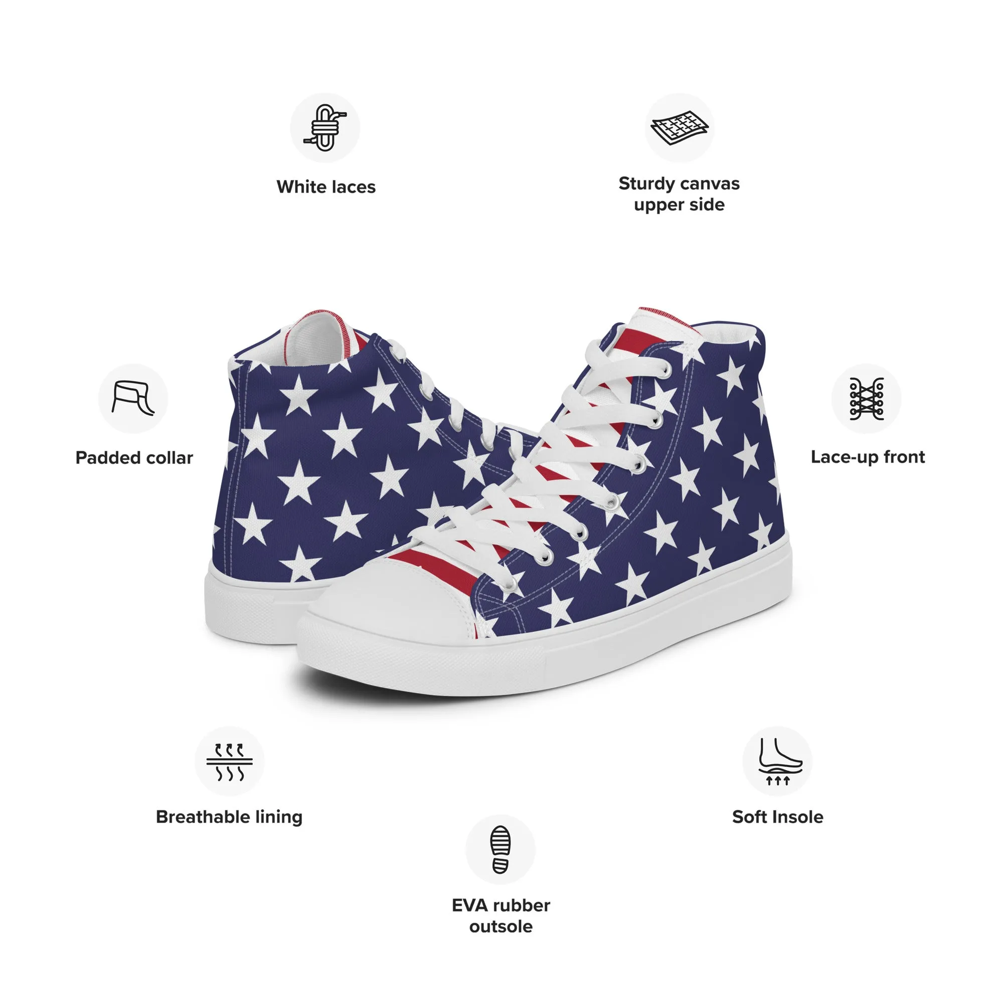 American Flag High Top Sneakers For Women