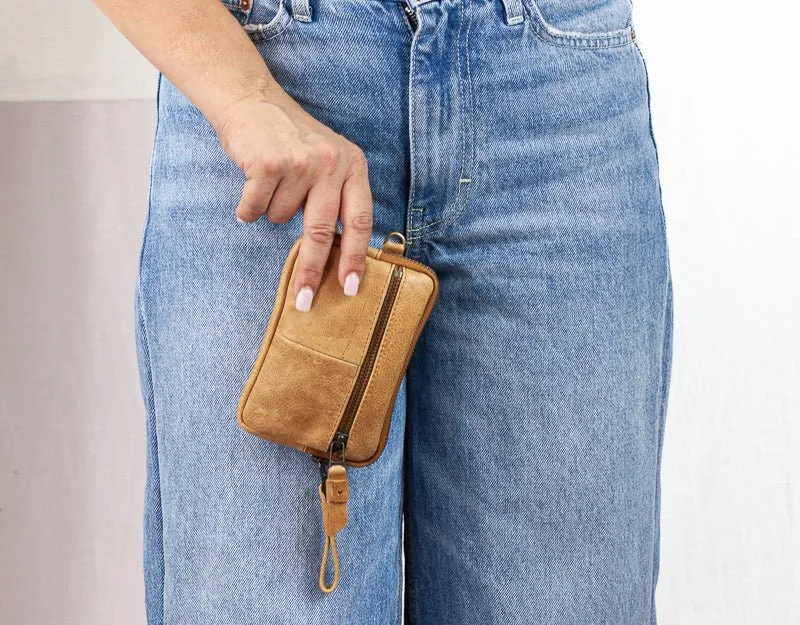 Antheia mini wallet - Brown distressed leather