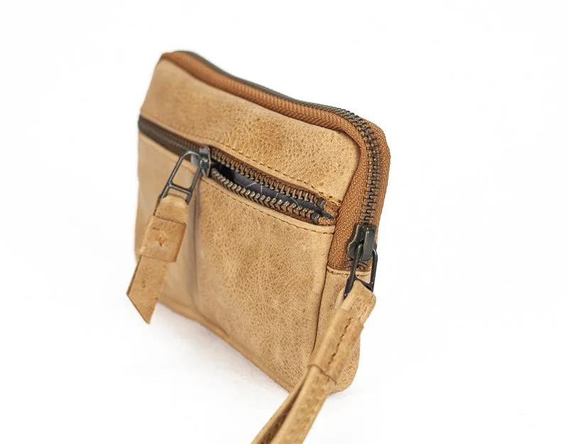 Antheia mini wallet - Brown distressed leather