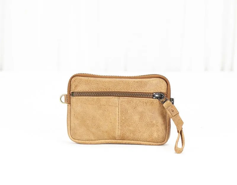 Antheia mini wallet - Brown distressed leather