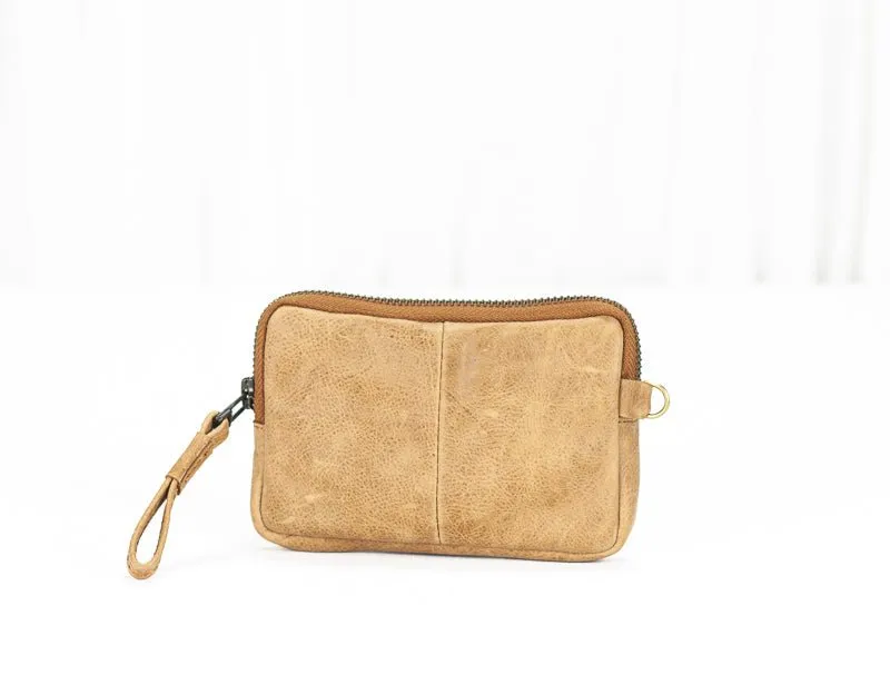 Antheia mini wallet - Brown distressed leather