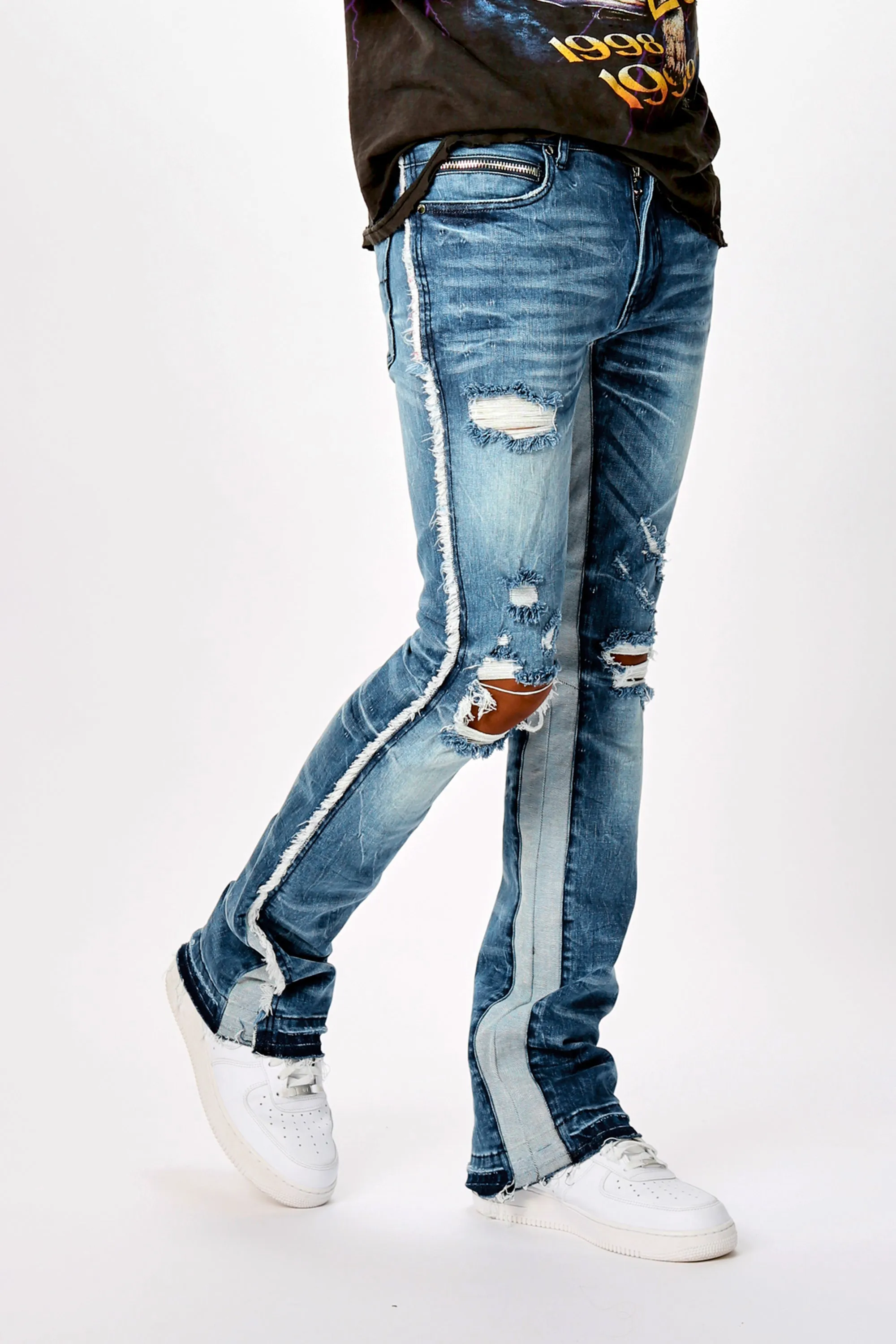 Arc Black/Blue Graphic Flare Jean