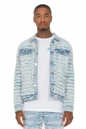 Ayan Blue Distressed Denim Jacket