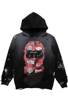 Barth Black Graphic Distressed Hoodie