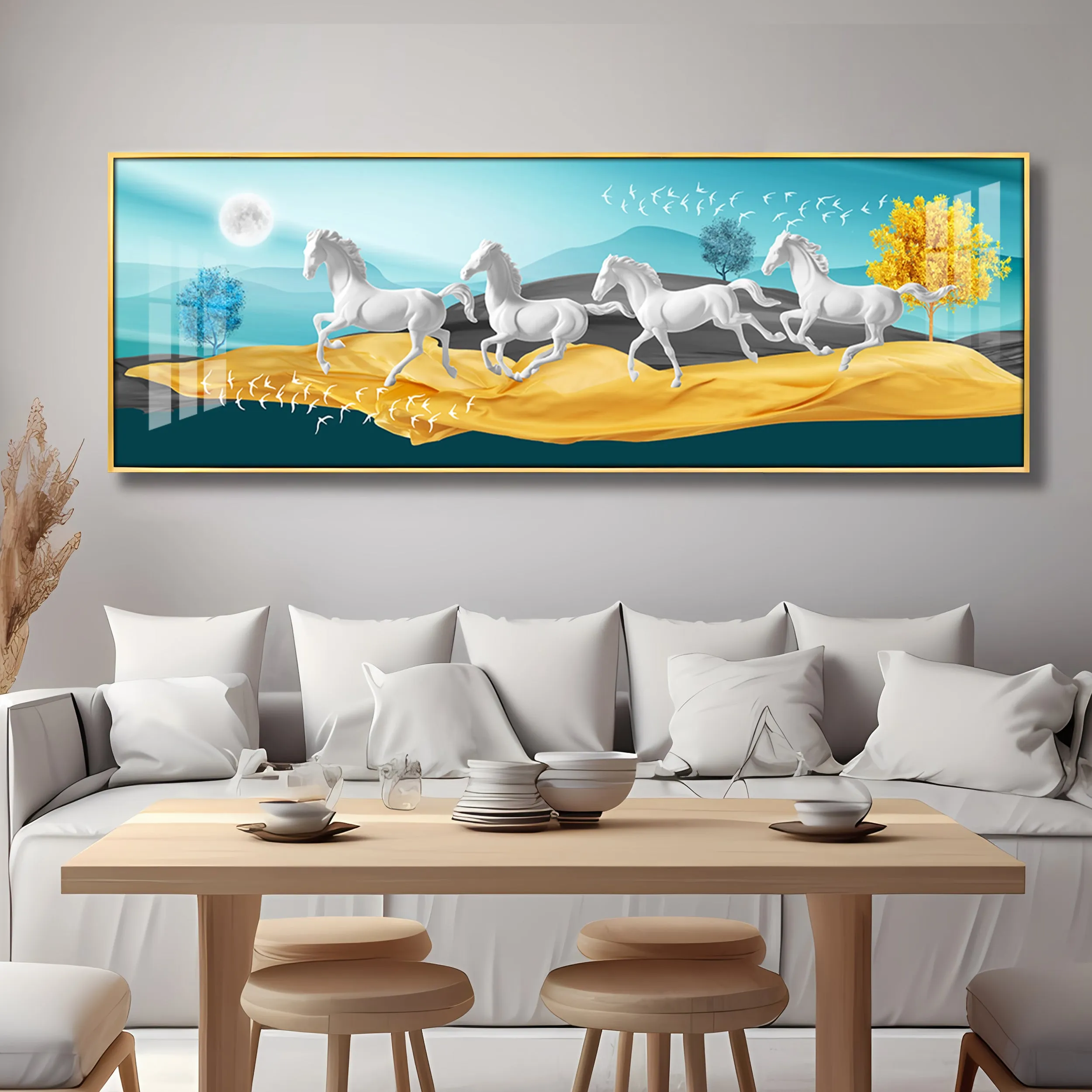 Beautiful Vastu Running Horse Premium Acrylic Horizontal Wall Art