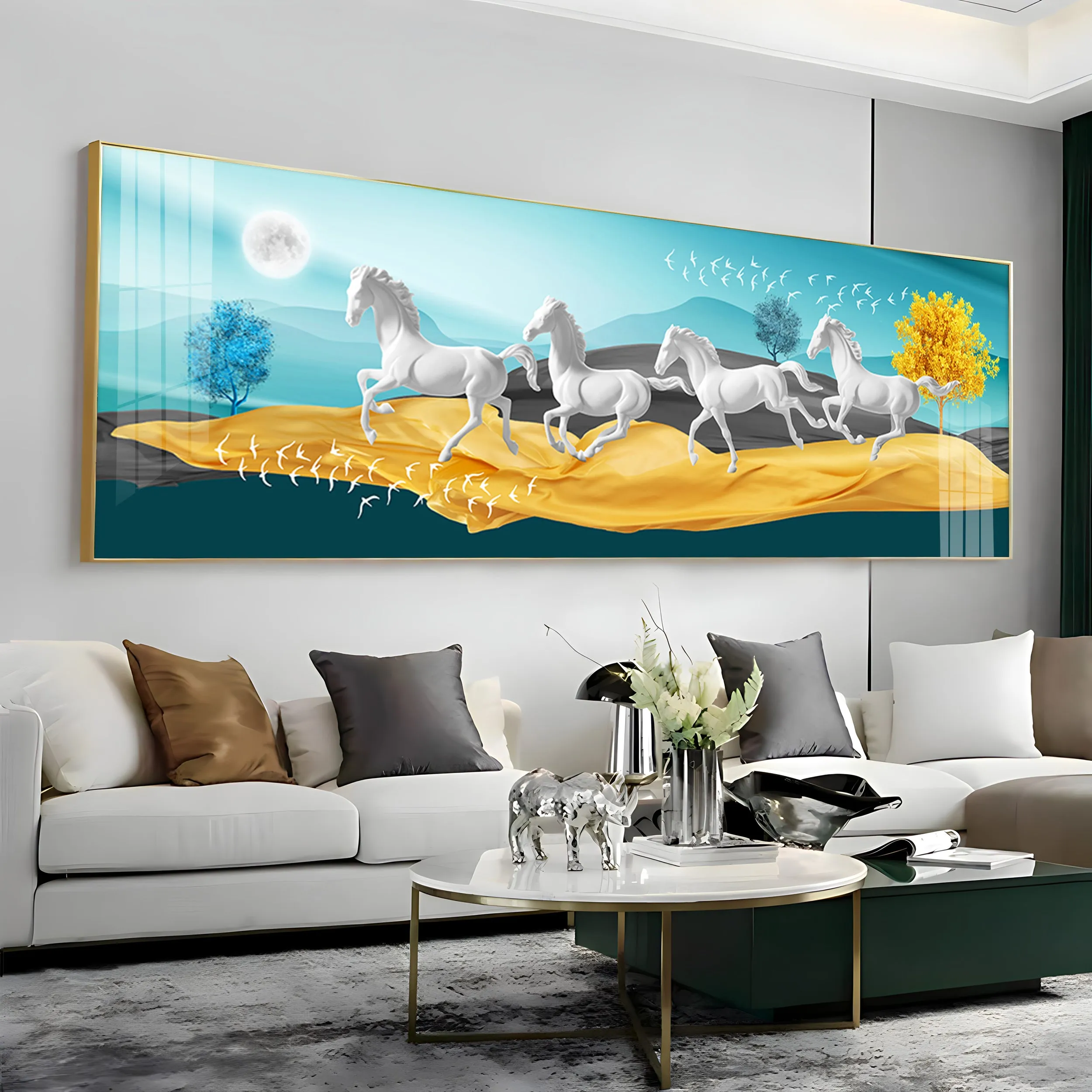 Beautiful Vastu Running Horse Premium Acrylic Horizontal Wall Art