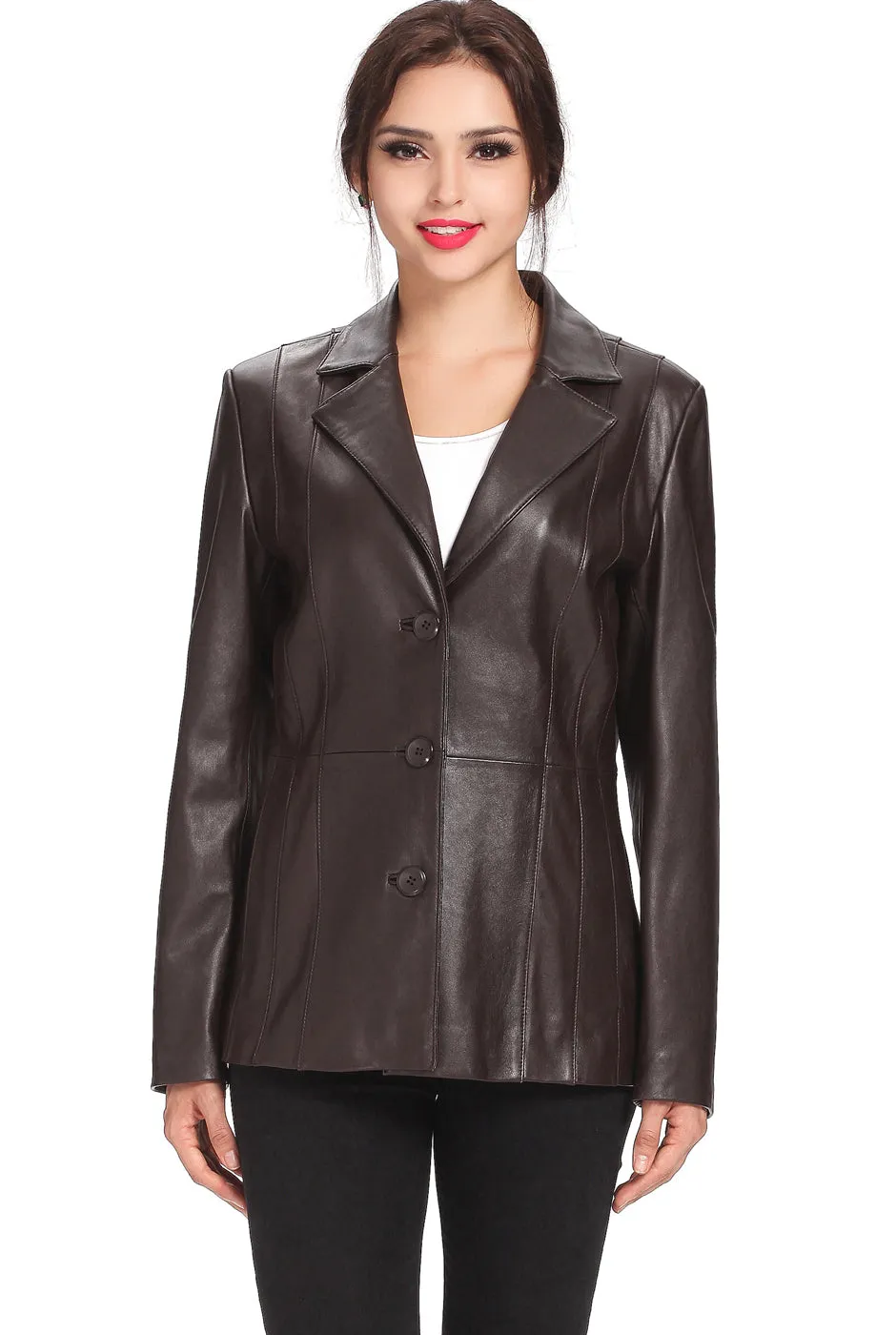 BGSD Women Crystal Lambskin Leather Blazer