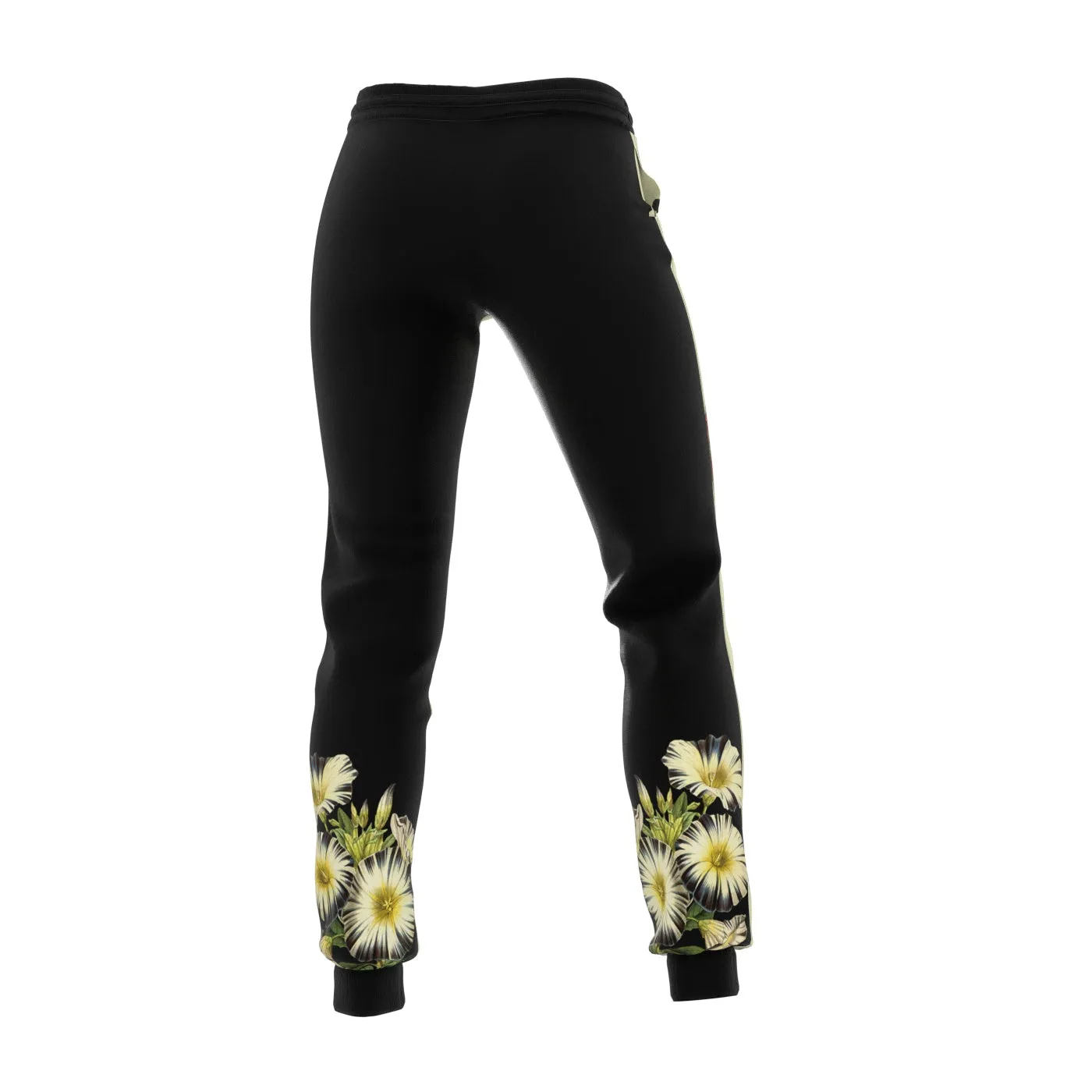 Black Cat Vintage Flowers Women Sweatpants