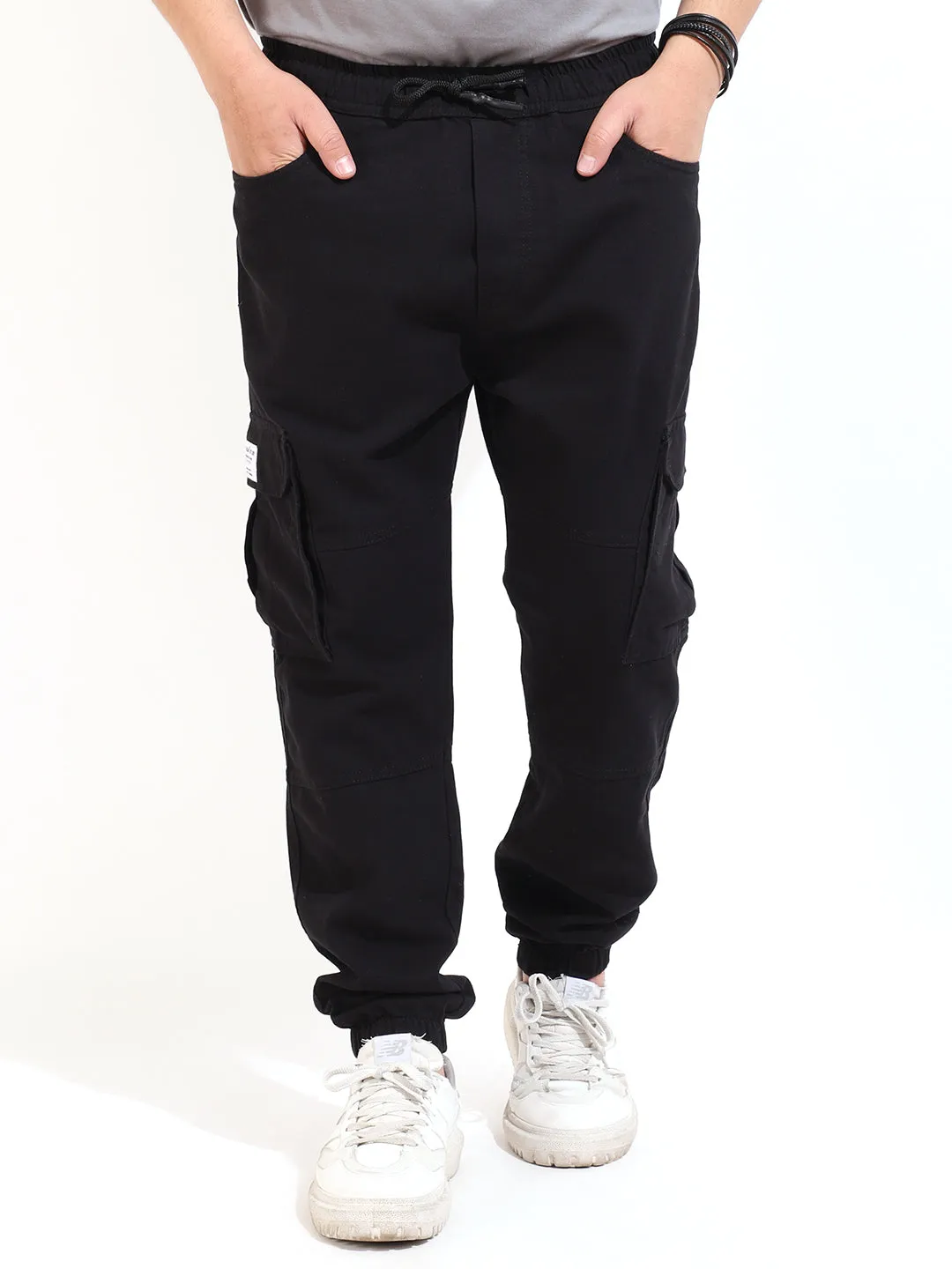 Black Cotton Stretch Cargo