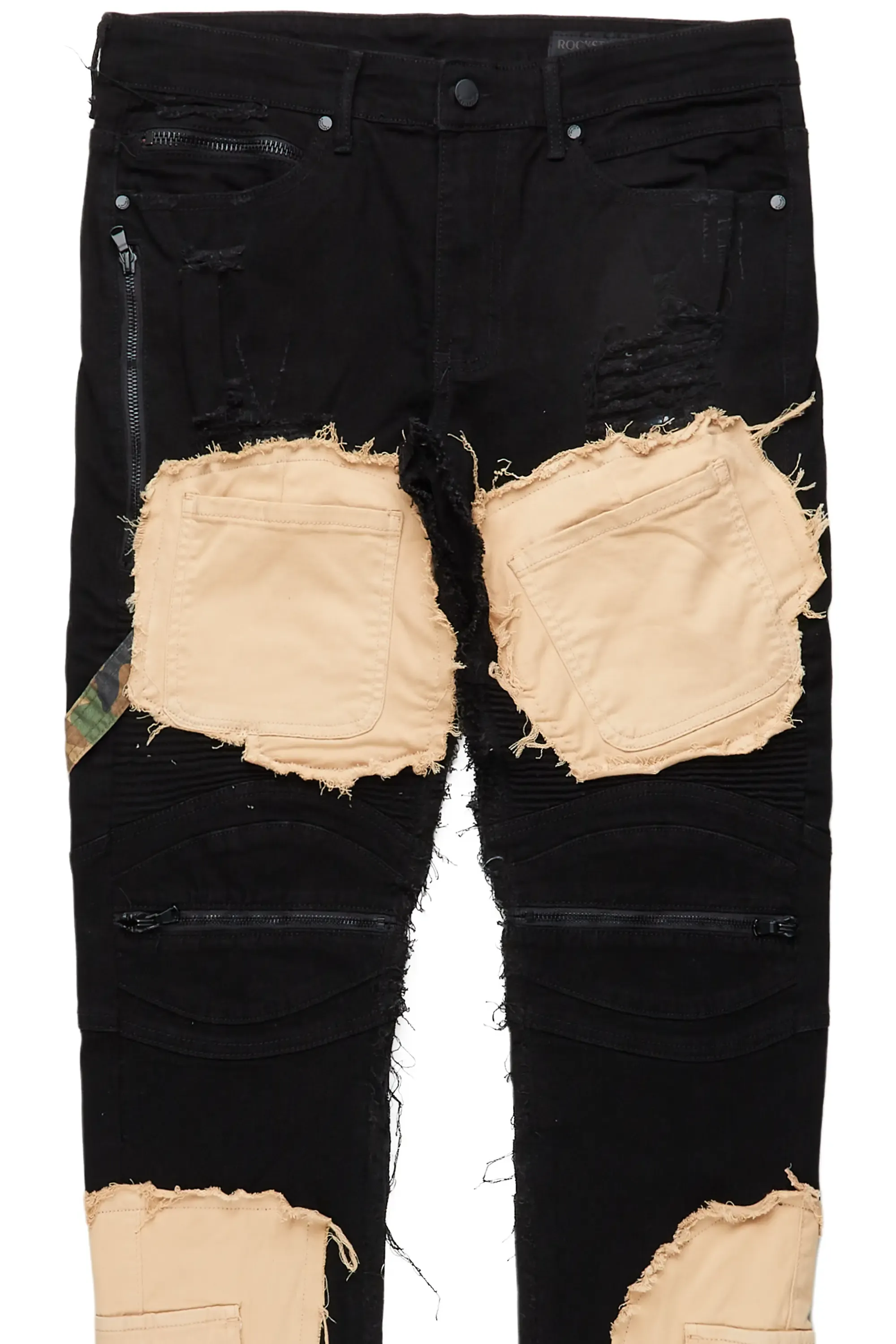 Boaz Black Patchwork Biker Jean