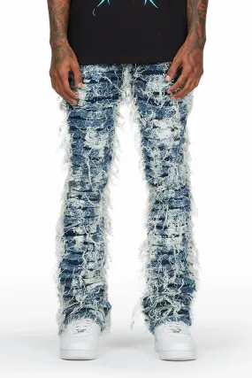 Blue High-Rise Flare Jeans by Bossko