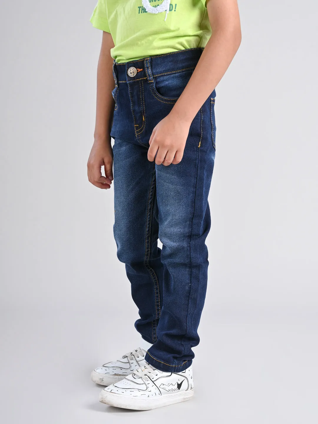 Boys Dark Blue Slim Fit Casual Denim Jeans