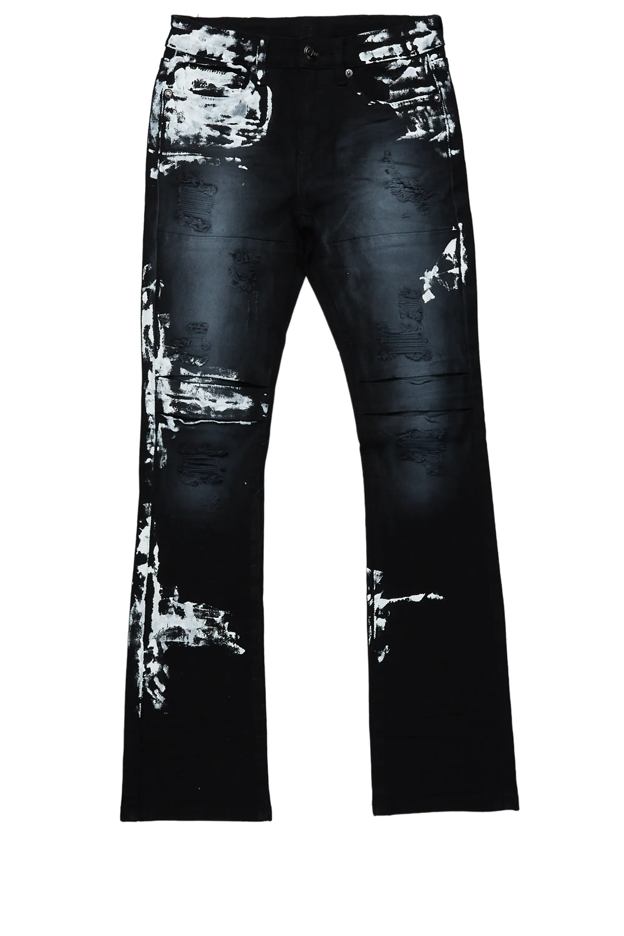 Boys Kane Black Painter Stacked Flare Jean