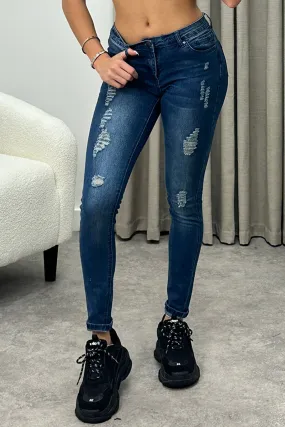 Cammie Blue Washed Distressed Skinny Jeans