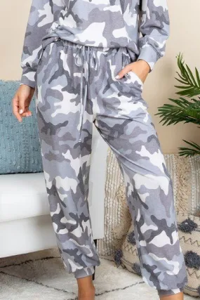 Camo Army Printed French Terry Casual Loungewear Joggers