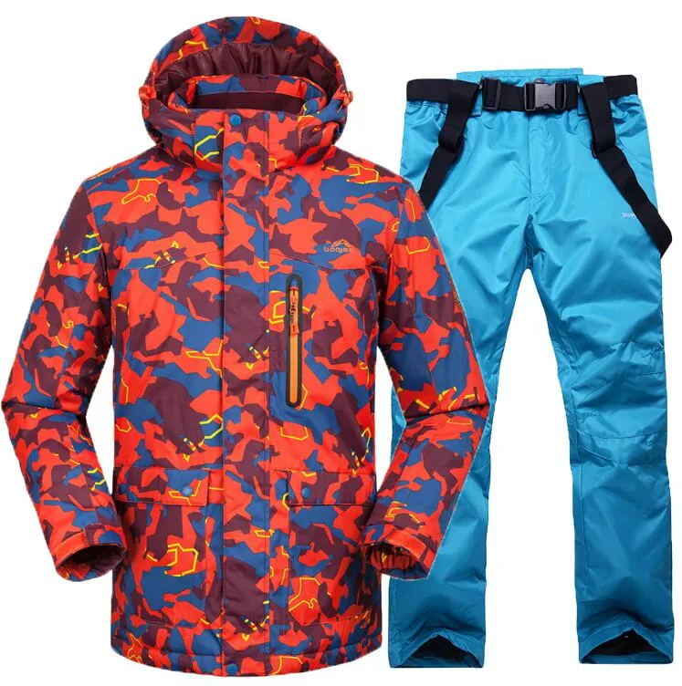 Camouflage Red Ski Suit For Men