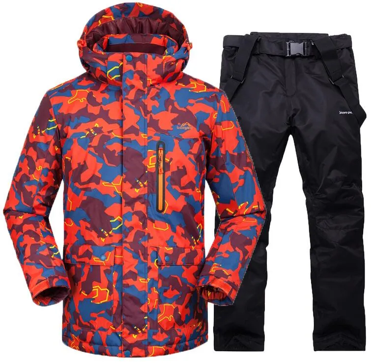 Camouflage Red Ski Suit For Men