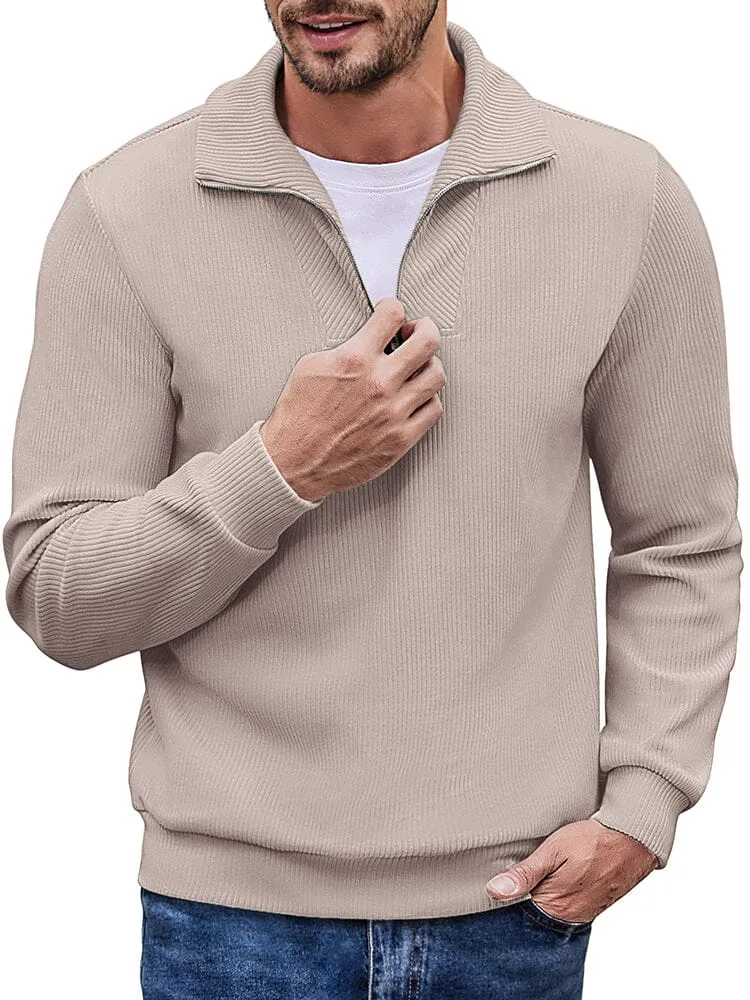 Casual Corduroy Polo Collar Pullover (US Only)