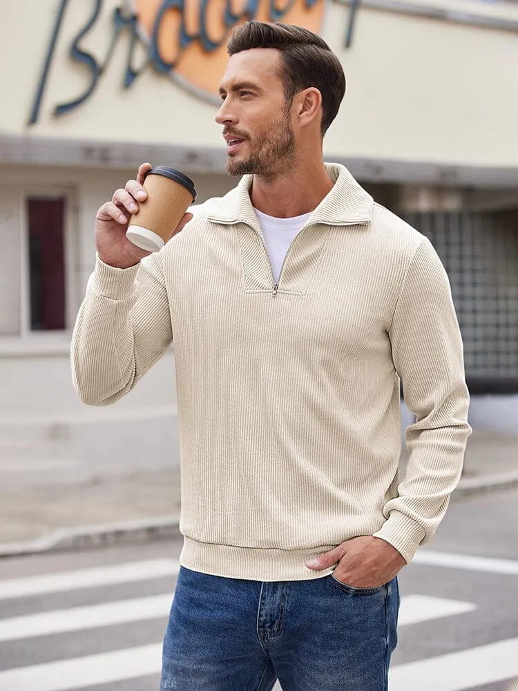 Casual Corduroy Polo Collar Pullover (US Only)