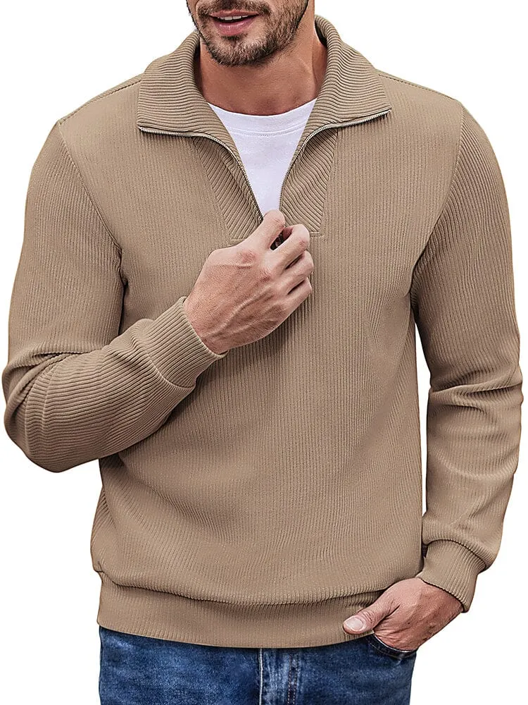 Casual Corduroy Polo Collar Pullover (US Only)