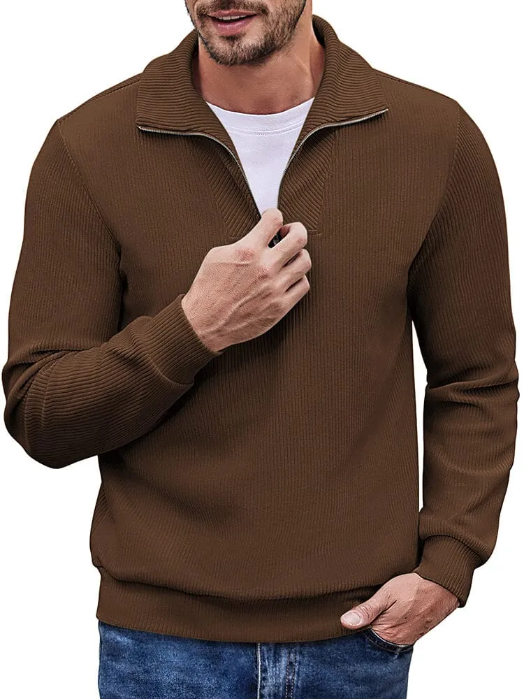 Casual Corduroy Polo Collar Pullover (US Only)