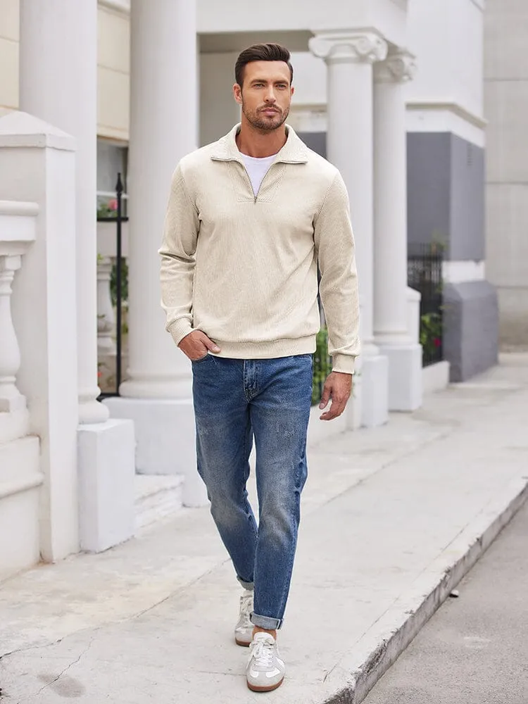 Casual Corduroy Polo Collar Pullover (US Only)