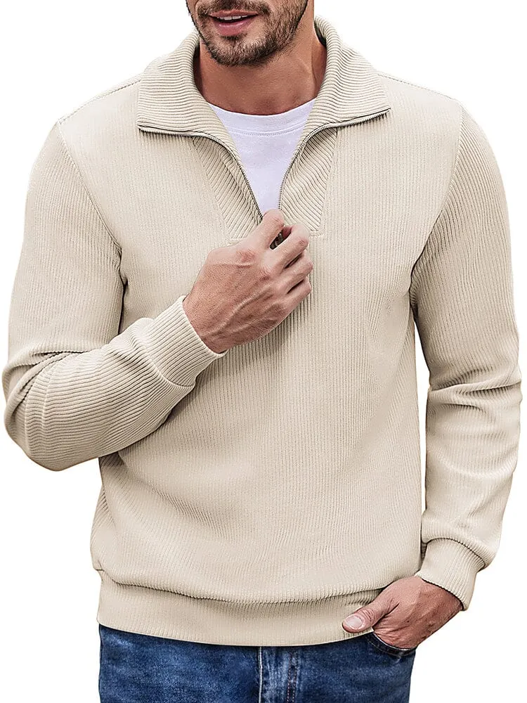 Casual Corduroy Polo Collar Pullover (US Only)