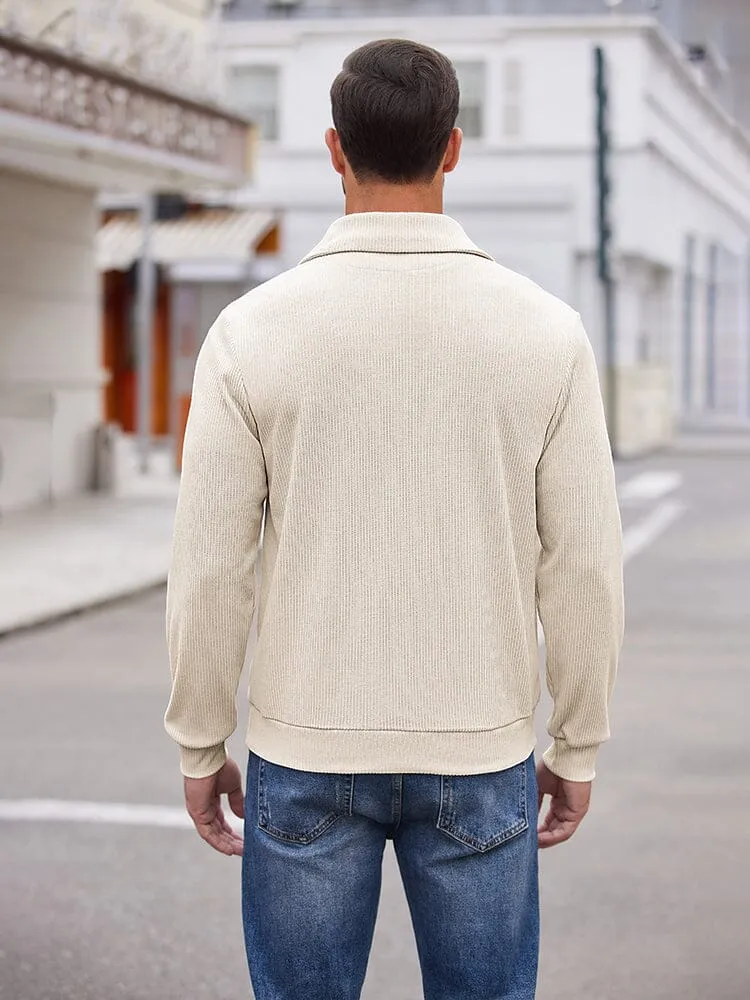 Casual Corduroy Polo Collar Pullover (US Only)