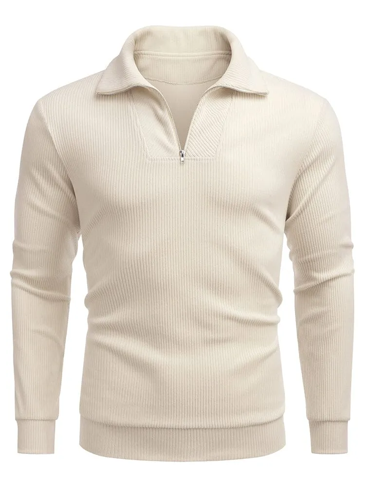 Casual Corduroy Polo Collar Pullover (US Only)