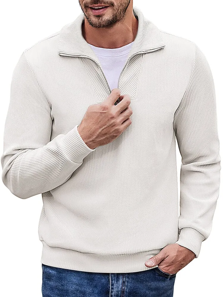 Casual Corduroy Polo Collar Pullover (US Only)