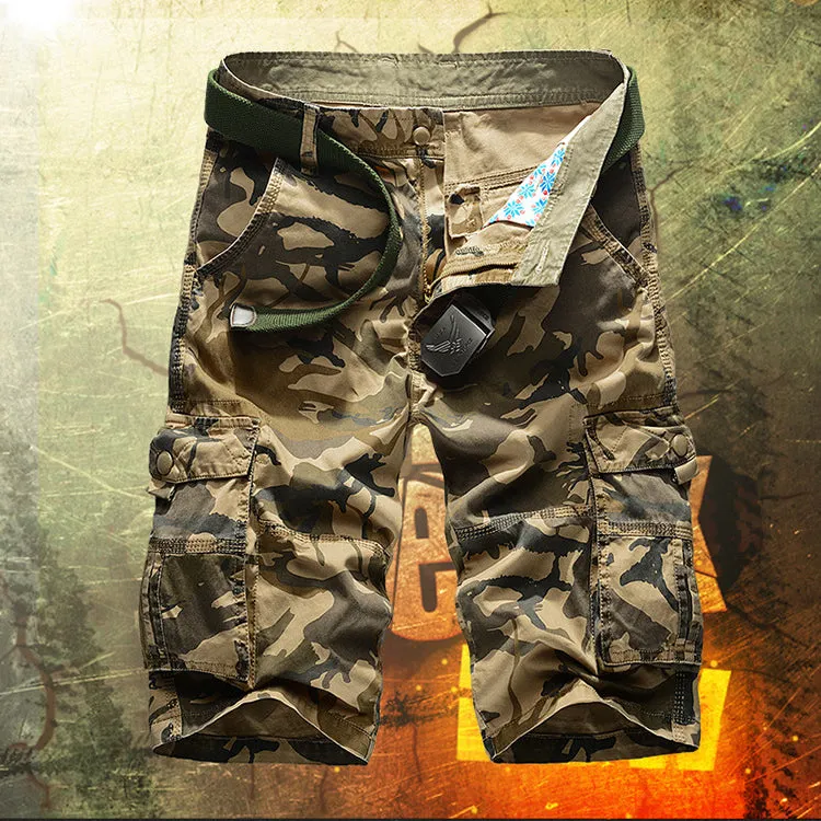 Casual Cotton Camo Multi-pocket Men Shorts