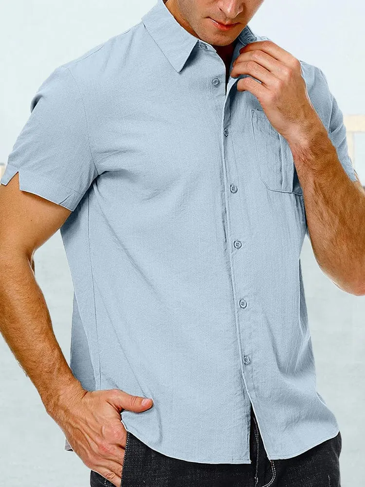 Casual Cotton Linen Shirt with Pocket