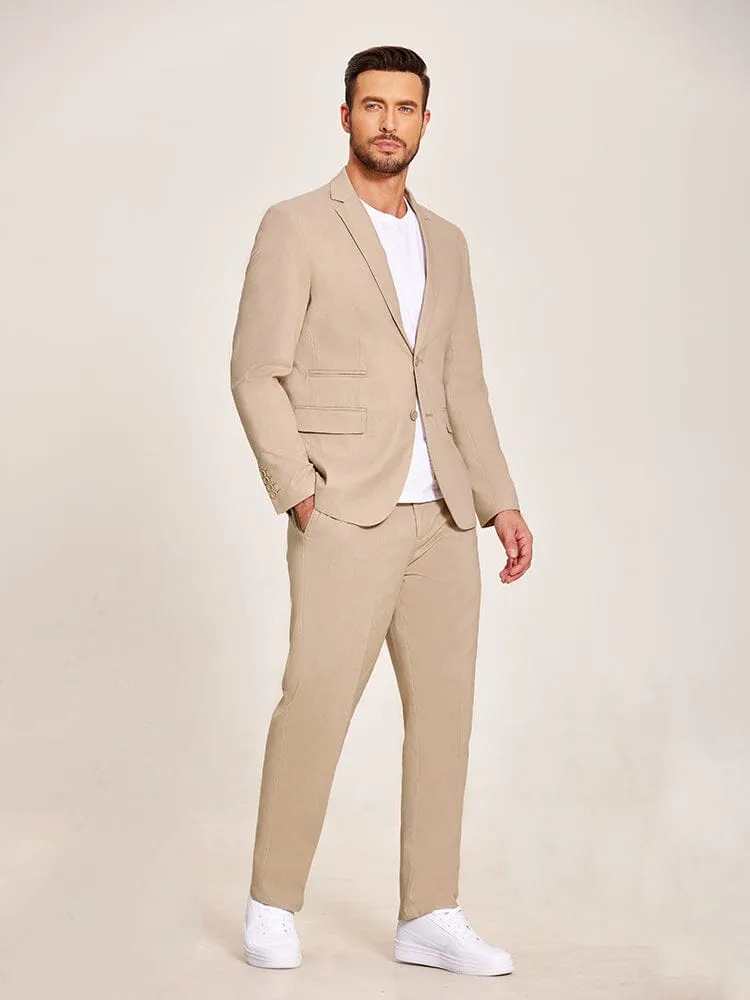 Casual Linen Blend 2-Piece Suit Sets (US Only)