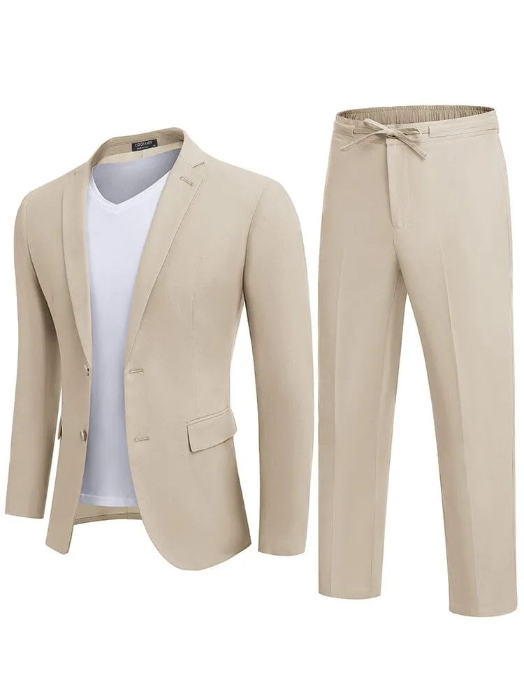 Casual Linen Blend 2-Piece Suit Sets (US Only)