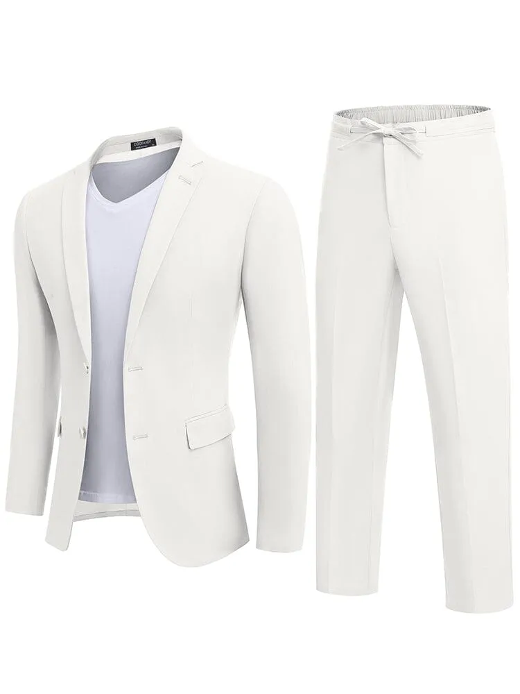 Casual Linen Blend 2-Piece Suit Sets (US Only)