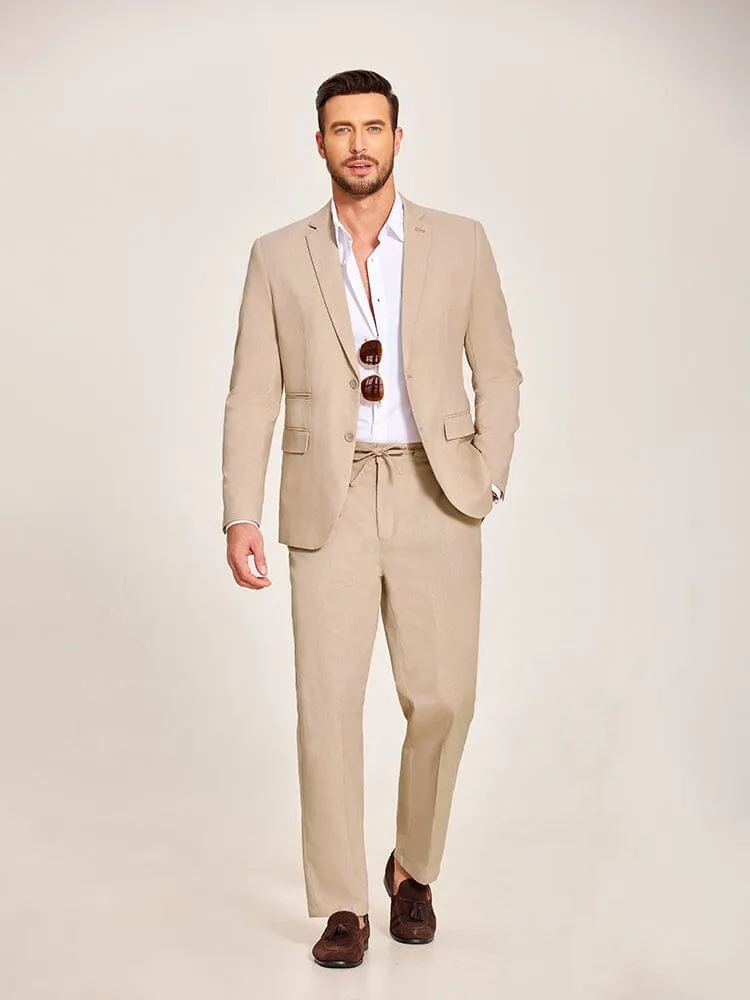 Casual Linen Blend 2-Piece Suit Sets (US Only)