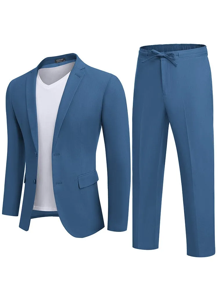 Casual Linen Blend 2-Piece Suit Sets (US Only)