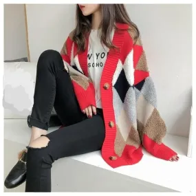 Comfy Argyle Casual Cardigan - One Size - 3 Colors