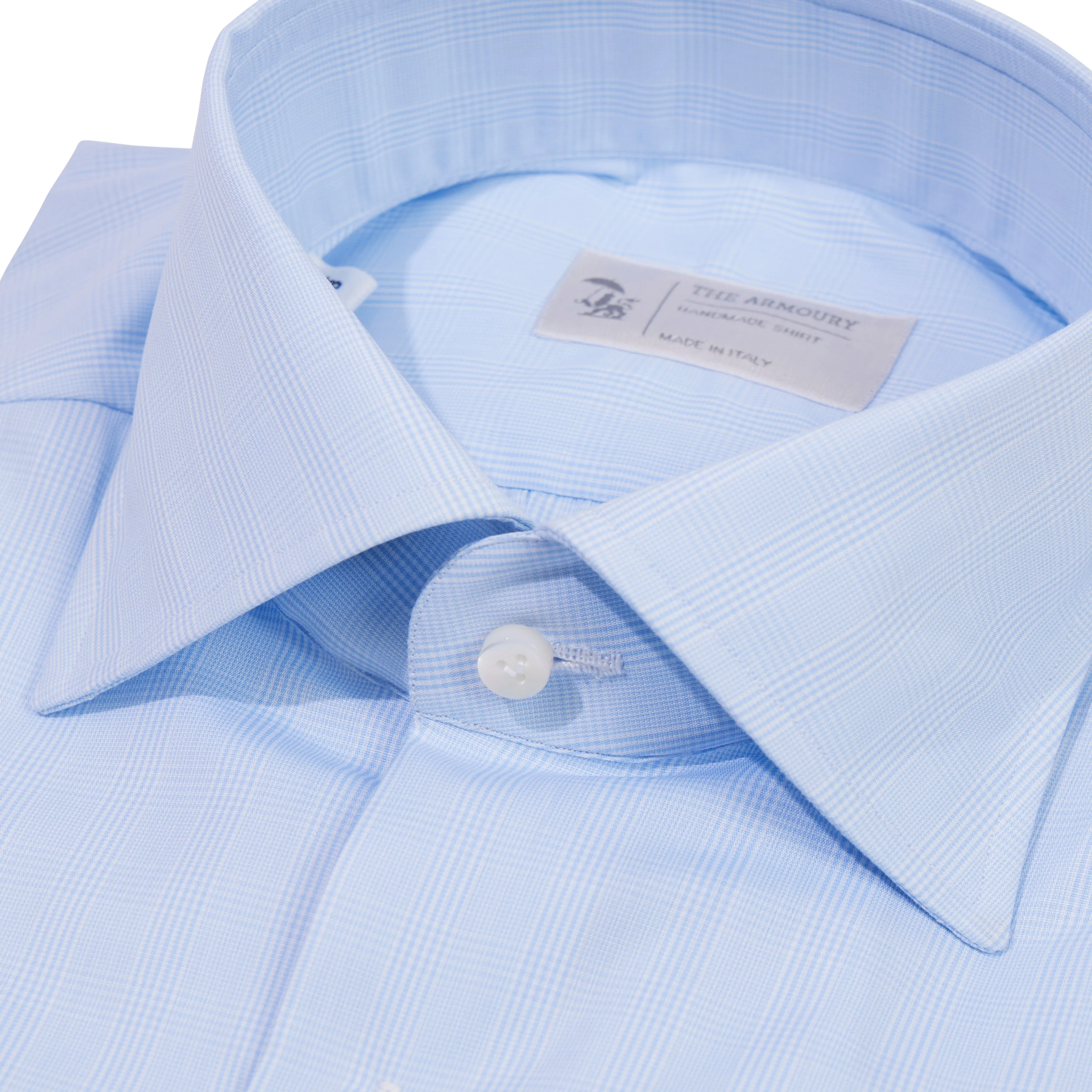 Cotton Check Spread Collar Shirt