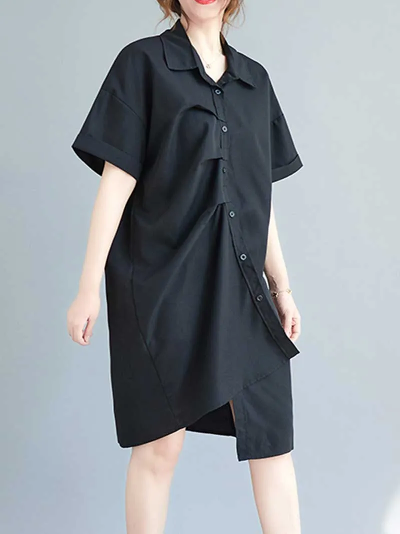 Cotton Short Sleeves Shirt Dress