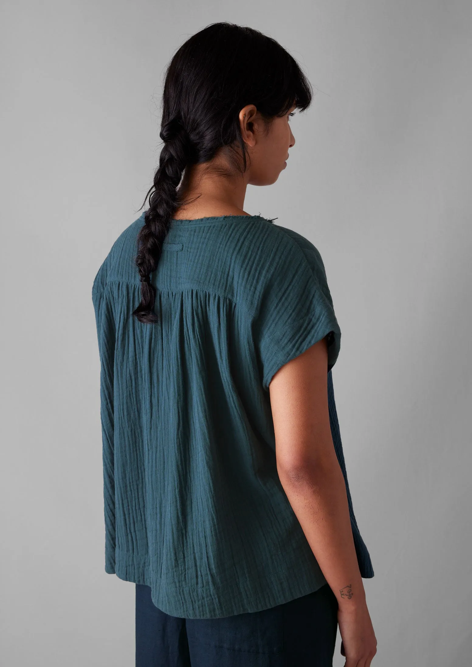 Crinkle Cotton Gauze Top | Puck